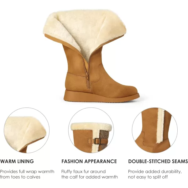 imageDREAM PAIRS Womens Winter Snow Boots MidCalf Fashion Furry Warm Tall BootCamel