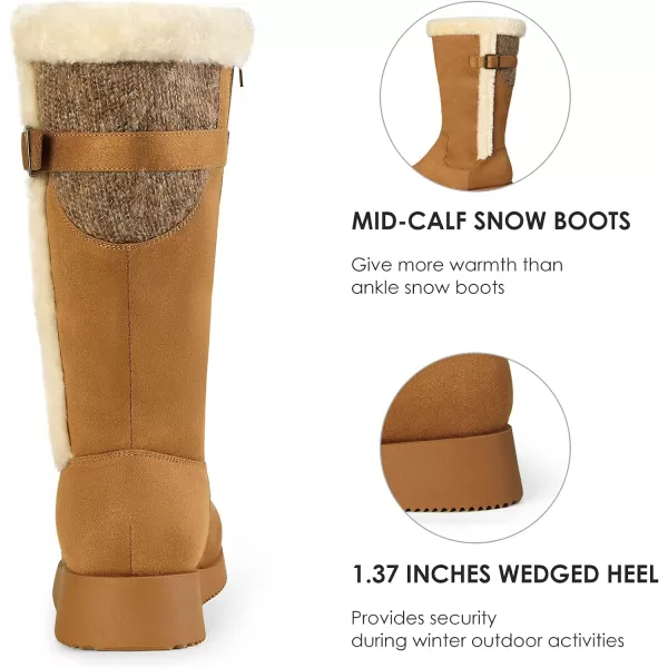 imageDREAM PAIRS Womens Winter Snow Boots MidCalf Fashion Furry Warm Tall BootCamel