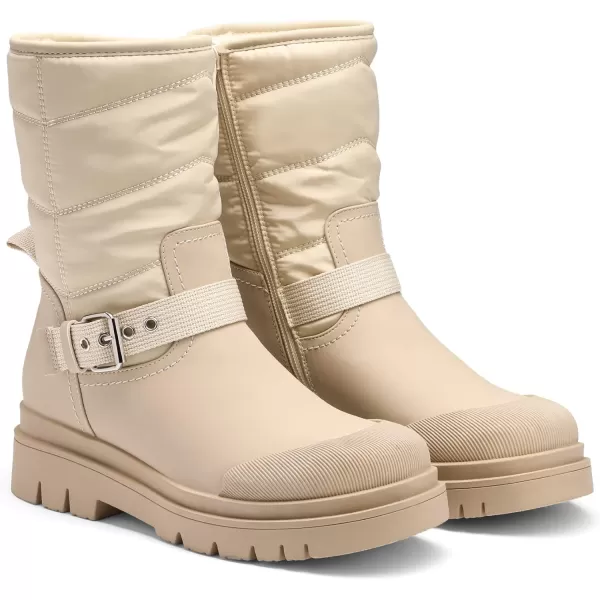 imageDREAM PAIRS Womens Winter Snow Boots Warm Fur Lined Waterproof Mid Calf Booties Comfortable Outdoor NonSlip ShoesNude