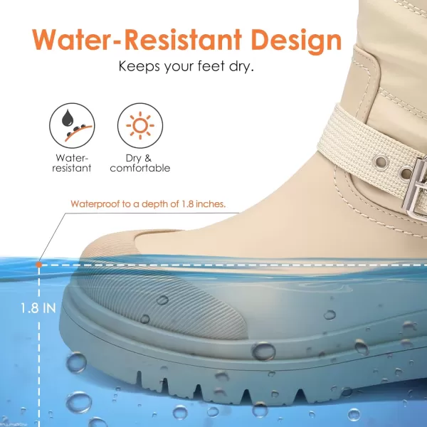 imageDREAM PAIRS Womens Winter Snow Boots Warm Fur Lined Waterproof Mid Calf Booties Comfortable Outdoor NonSlip ShoesNude