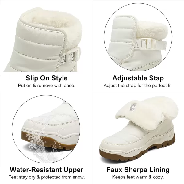 imageDREAM PAIRS Womens Winter Snow Boots Waterproof Insulated Warm and Comfortable Faux Fur Ladies Ankle Booties Fashion Short BootsWhite