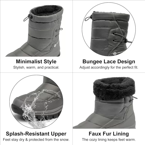 imageDREAM PAIRS Womens Winter Snow Boots Waterproof Lightweight Warm Fashion Mid Calf BootGrey