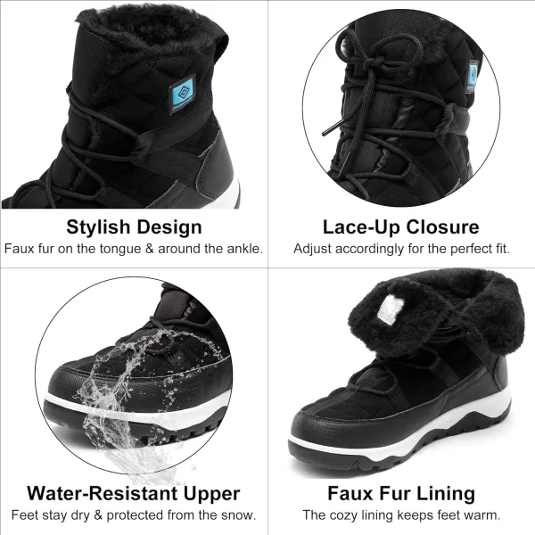 imageDREAM PAIRS Womens Winter Snow Boots Waterproof Rubber Ankle Booties with Warm Comfortable Faux Fur LiningLace Up NonSlip Outdoor Boots for WomenBlack