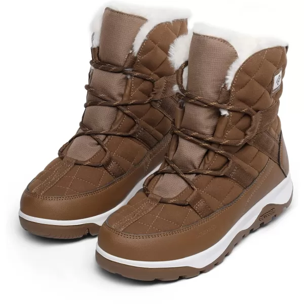imageDREAM PAIRS Womens Winter Snow Boots Waterproof Rubber Ankle Booties with Warm Comfortable Faux Fur LiningLace Up NonSlip Outdoor Boots for WomenTan