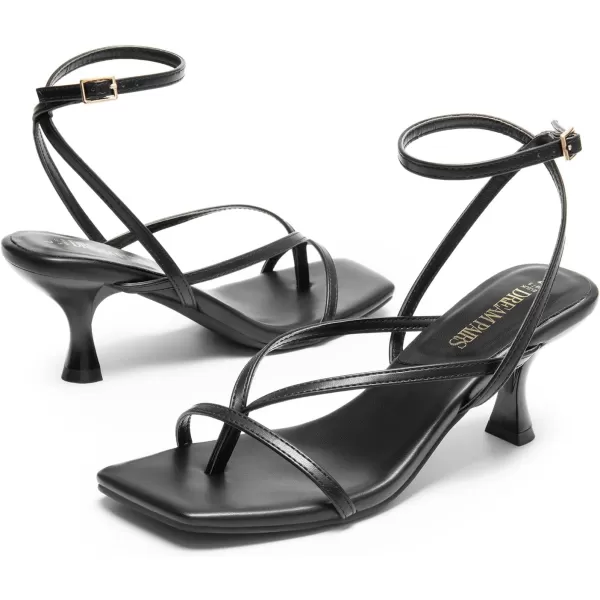 imageDREAM PAIRS Womens kitten Low Strappy Lace Up Heels for Women Open Square Toe Thong Ankle Strap Heels Sexy Fashion Comfort Dress Shoes Party Pumps Heeled SandalsBlackpu