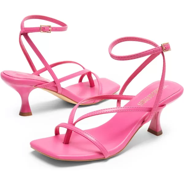 imageDREAM PAIRS Womens kitten Low Strappy Lace Up Heels for Women Open Square Toe Thong Ankle Strap Heels Sexy Fashion Comfort Dress Shoes Party Pumps Heeled SandalsHot Pinkpu