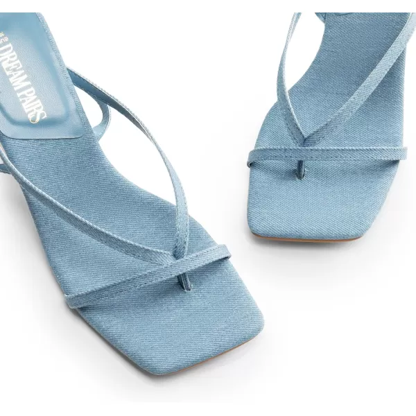 imageDREAM PAIRS Womens kitten Low Strappy Lace Up Heels for Women Open Square Toe Thong Ankle Strap Heels Sexy Fashion Comfort Dress Shoes Party Pumps Heeled SandalsDenim Blue