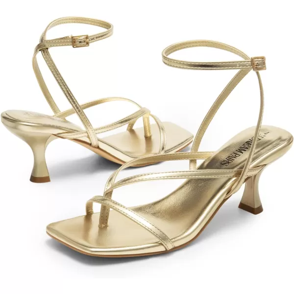 imageDREAM PAIRS Womens kitten Low Strappy Lace Up Heels for Women Open Square Toe Thong Ankle Strap Heels Sexy Fashion Comfort Dress Shoes Party Pumps Heeled SandalsGoldpu