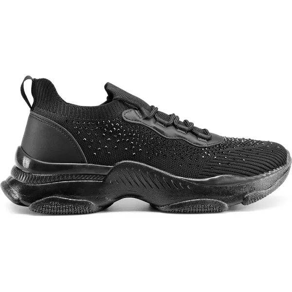 imageDREAM PAIRS womens Fashion SneakersplatformwalkingAll Blackcrystal