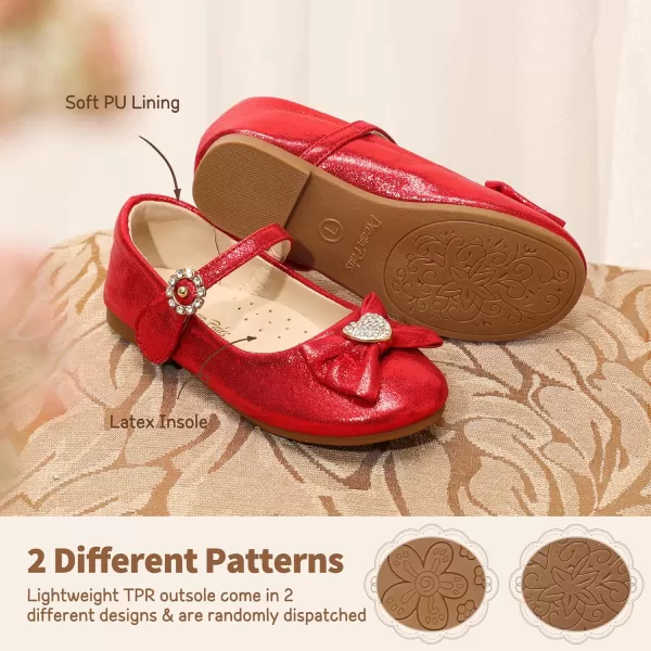 imageDream Pairs ANGEL22 Mary Jane Front Bow Heart Rhinestone Buckle Ballerina Flat ToddlerLittle Girl NewRed