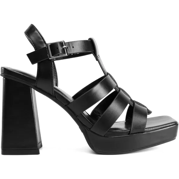 imageDream Pairs Womens Platform Gladiator Sandals Heels Chunky Heeled Planky Y2K FishermanBlack