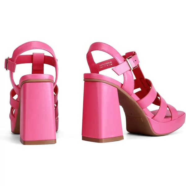 imageDream Pairs Womens Platform Gladiator Sandals Heels Chunky Heeled Planky Y2K FishermanHot Pink