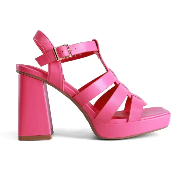 imageDream Pairs Womens Platform Gladiator Sandals Heels Chunky Heeled Planky Y2K FishermanHot Pink