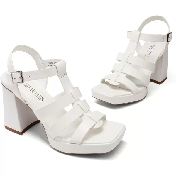 imageDream Pairs Womens Platform Gladiator Sandals Heels Chunky Heeled Planky Y2K FishermanWhite