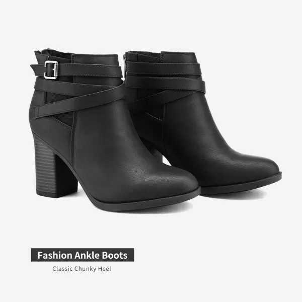 imageTOETOS Womens Chicago Chunky Heel Ankle BootiesBlack3