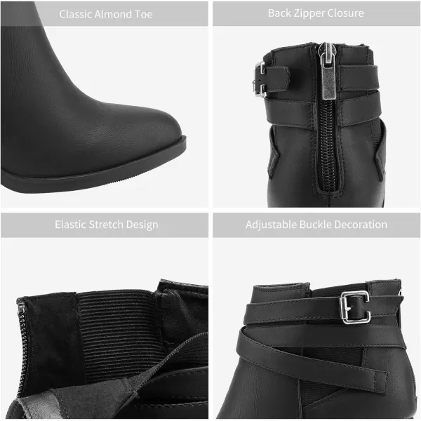imageTOETOS Womens Chicago Chunky Heel Ankle BootiesBlack3