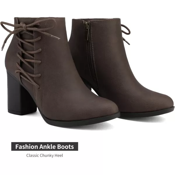 imageTOETOS Womens Chicago Chunky Heel Ankle BootiesBrown1