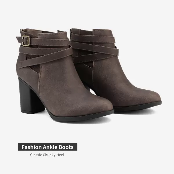 imageTOETOS Womens Chicago Chunky Heel Ankle BootiesBrown3