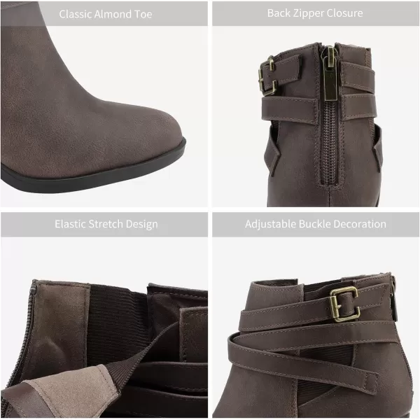 imageTOETOS Womens Chicago Chunky Heel Ankle BootiesBrown3