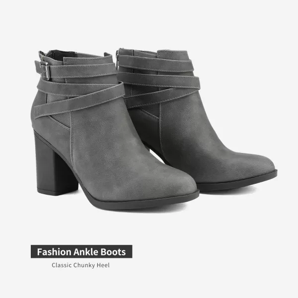 imageTOETOS Womens Chicago Chunky Heel Ankle BootiesGrey3