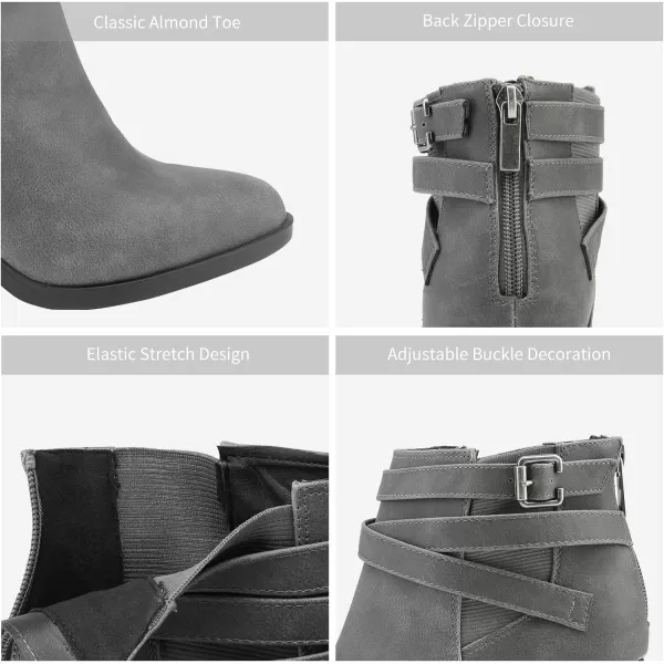 imageTOETOS Womens Chicago Chunky Heel Ankle BootiesGrey3