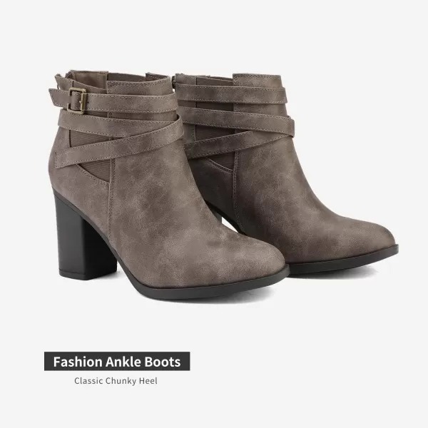 imageTOETOS Womens Chicago Chunky Heel Ankle BootiesTaupe3