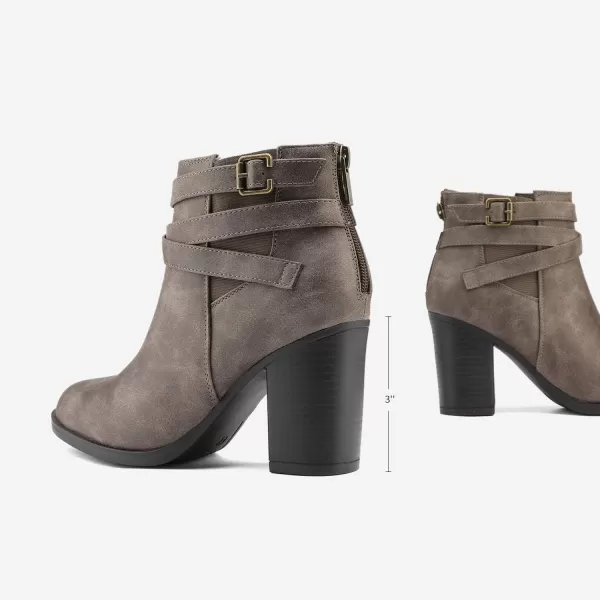 imageTOETOS Womens Chicago Chunky Heel Ankle BootiesTaupe3