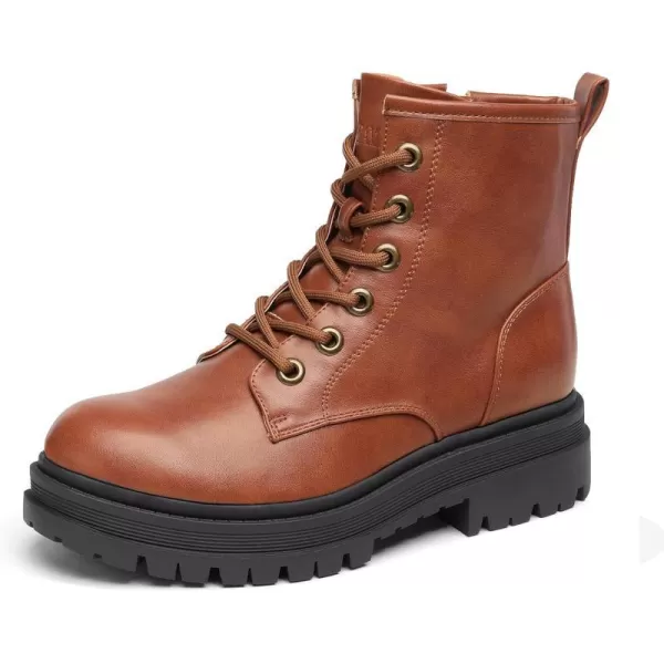 imageDREAM PAIRS Black Laceup Combat Boots Ankle Booties for WomenCamel