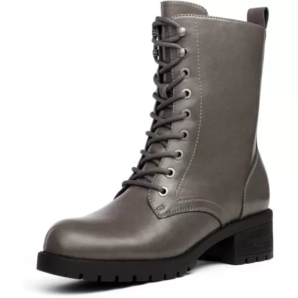 imageDREAM PAIRS Black Laceup Combat Boots Midcalf Military Winter Boot for WomenGreyPu