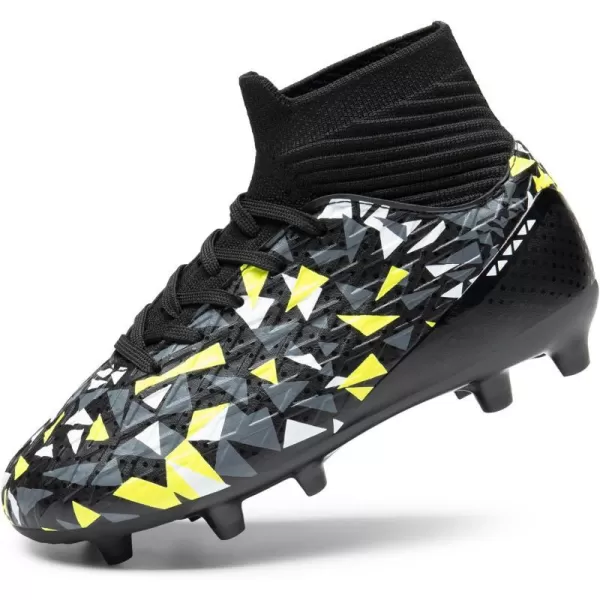 imageDREAM PAIRS Boys Football Cleats Youth High Top Firm Ground Soccer Shoes for LittleBig KidsBlackNeonGreen