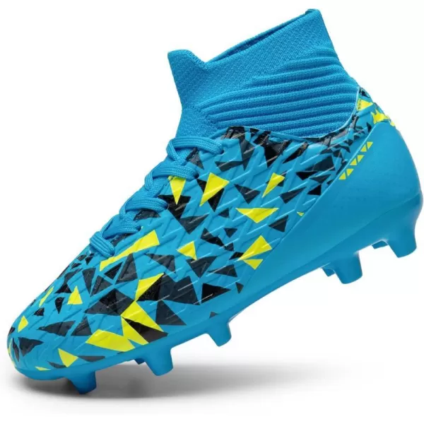 imageDREAM PAIRS Boys Football Cleats Youth High Top Firm Ground Soccer Shoes for LittleBig KidsBlue