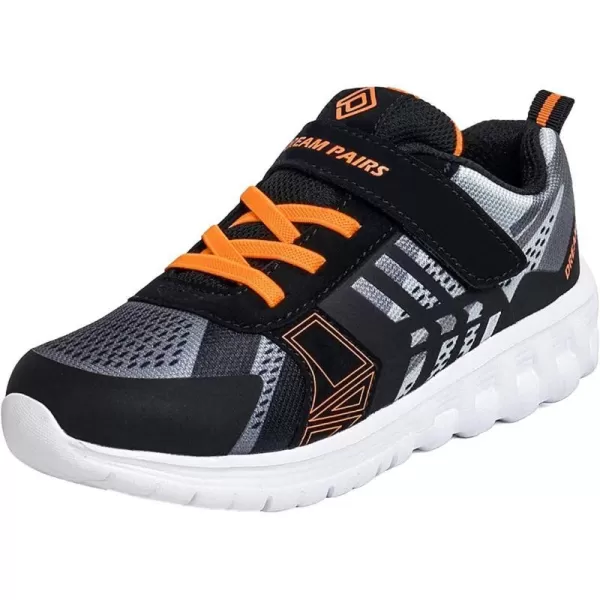 imageDREAM PAIRS Boys Girls Athletic Sneakers Breathable Running ShoesBlackGreyOrange