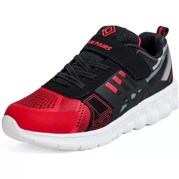 imageDREAM PAIRS Boys Girls Athletic Sneakers Breathable Running ShoesRedBlack