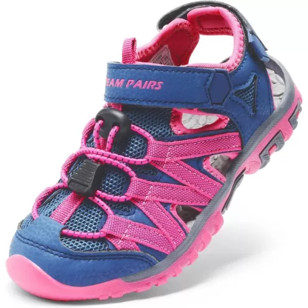 imageDREAM PAIRS Boys Girls ClosedToe Outdoor Summer Sandals ToddlerLittle KidBig KidDark BlueHot Pink