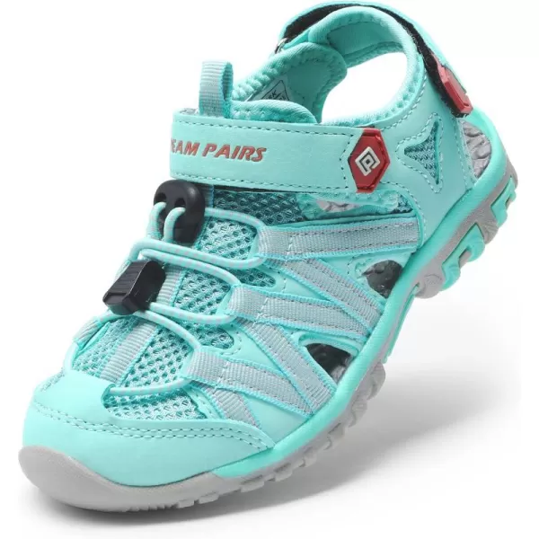 imageDREAM PAIRS Boys Girls ClosedToe Outdoor Summer Sandals ToddlerLittle KidBig KidLight GreenCoral