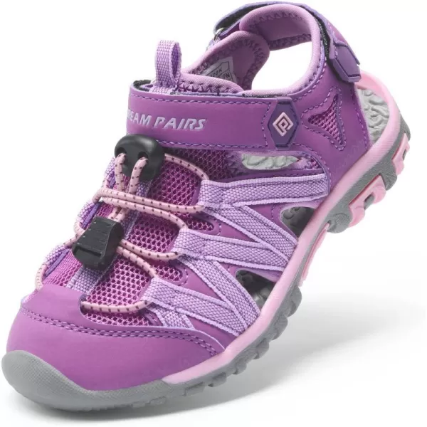 imageDREAM PAIRS Boys Girls ClosedToe Outdoor Summer Sandals ToddlerLittle KidBig KidPurpleLight Purple
