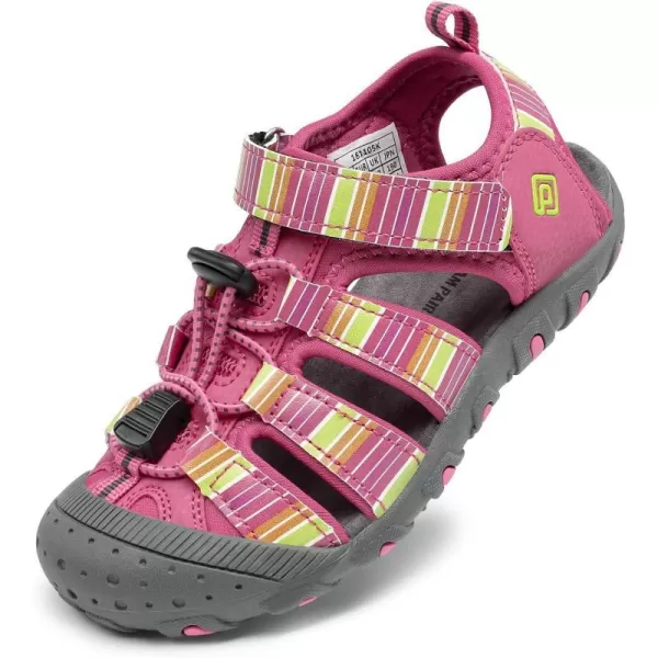 imageDREAM PAIRS Boys Girls ClosedToe Outdoor Summer Sport SandalsToddlerLittle KidBig Kid181105FuchsiaMultiGrey