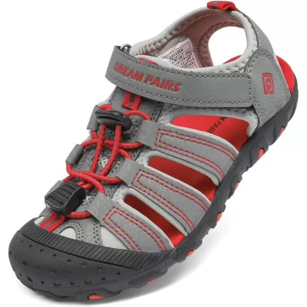 imageDREAM PAIRS Boys Girls ClosedToe Outdoor Summer Sport SandalsToddlerLittle KidBig Kid181105GreyLight GreyRed