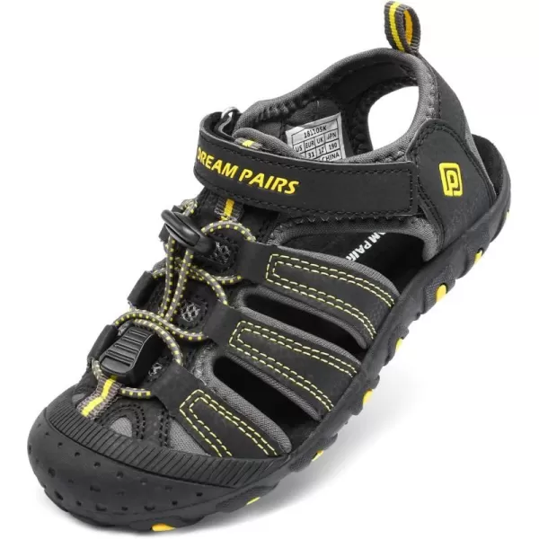 imageDREAM PAIRS Boys Girls ClosedToe Outdoor Summer Sport SandalsToddlerLittle KidBig KidBlackGreyYellow