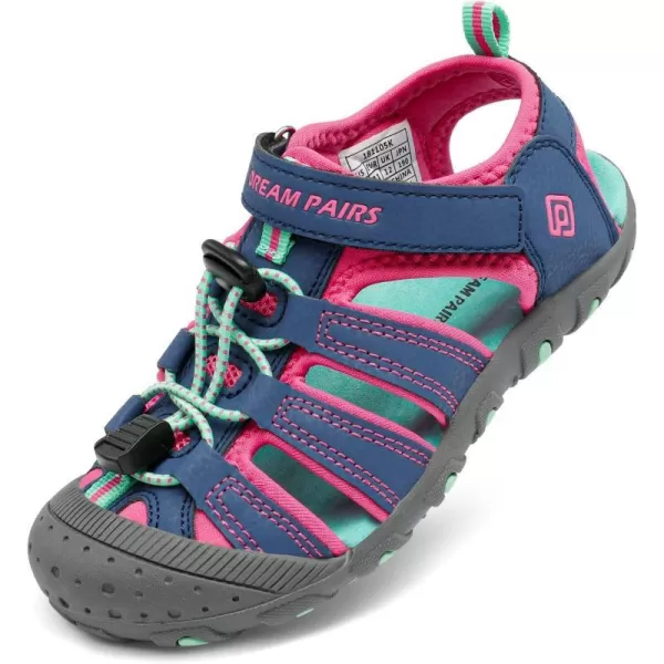 imageDREAM PAIRS Boys Girls ClosedToe Outdoor Summer Sport SandalsToddlerLittle KidBig KidBlueFuchsiaMint
