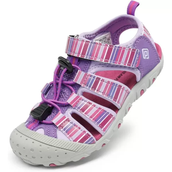 imageDREAM PAIRS Boys Girls ClosedToe Outdoor Summer Sport SandalsToddlerLittle KidBig KidPurpleLightPurple