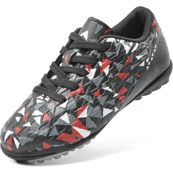 imageDREAM PAIRS Boys Girls Indoor Turf Soccer Shoes Lace Up CleatsToddlerLittle KidBig KidBlackRed