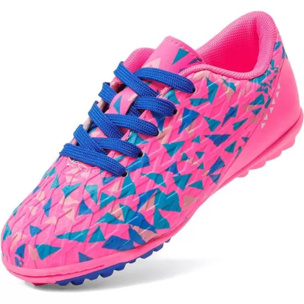imageDREAM PAIRS Boys Girls Indoor Turf Soccer Shoes Lace Up CleatsToddlerLittle KidBig KidFuchsia