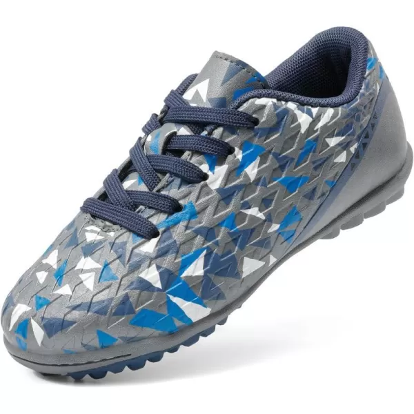 imageDREAM PAIRS Boys Girls Indoor Turf Soccer Shoes Lace Up CleatsToddlerLittle KidBig KidGreyRoyalBlue
