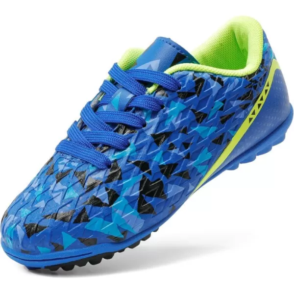 imageDREAM PAIRS Boys Girls Indoor Turf Soccer Shoes Lace Up CleatsToddlerLittle KidBig KidRoyalBlueNeonGreen