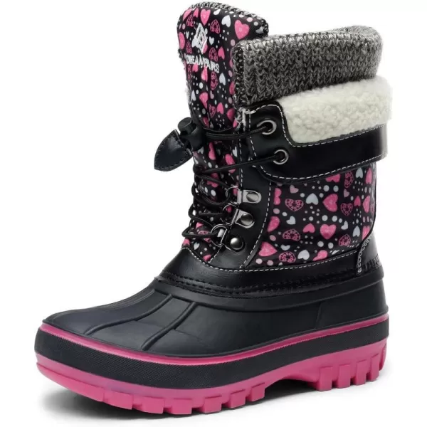 imageDREAM PAIRS Boys Girls Insulated Waterproof Winter Snow BootsBlack Fuchsia