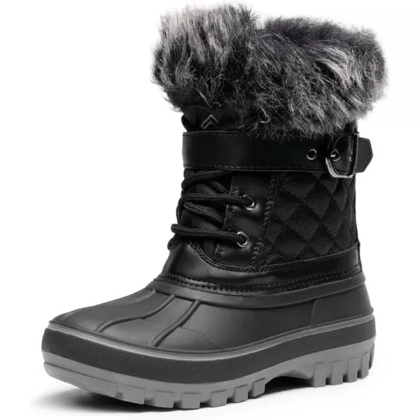 imageDREAM PAIRS Boys Girls Mid Calf Winter Snow Boots ToddlerLittle KidBig KidBlack