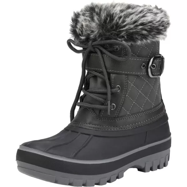imageDREAM PAIRS Boys Girls Mid Calf Winter Snow Boots ToddlerLittle KidBig KidBlack Grey