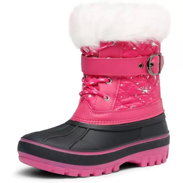 imageDREAM PAIRS Boys Girls Mid Calf Winter Snow Boots ToddlerLittle KidBig KidFuchsia