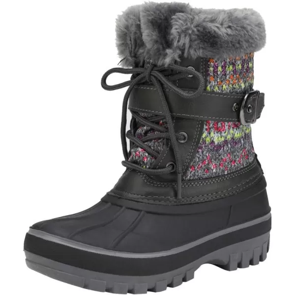 imageDREAM PAIRS Boys Girls Mid Calf Winter Snow Boots ToddlerLittle KidBig KidGrey